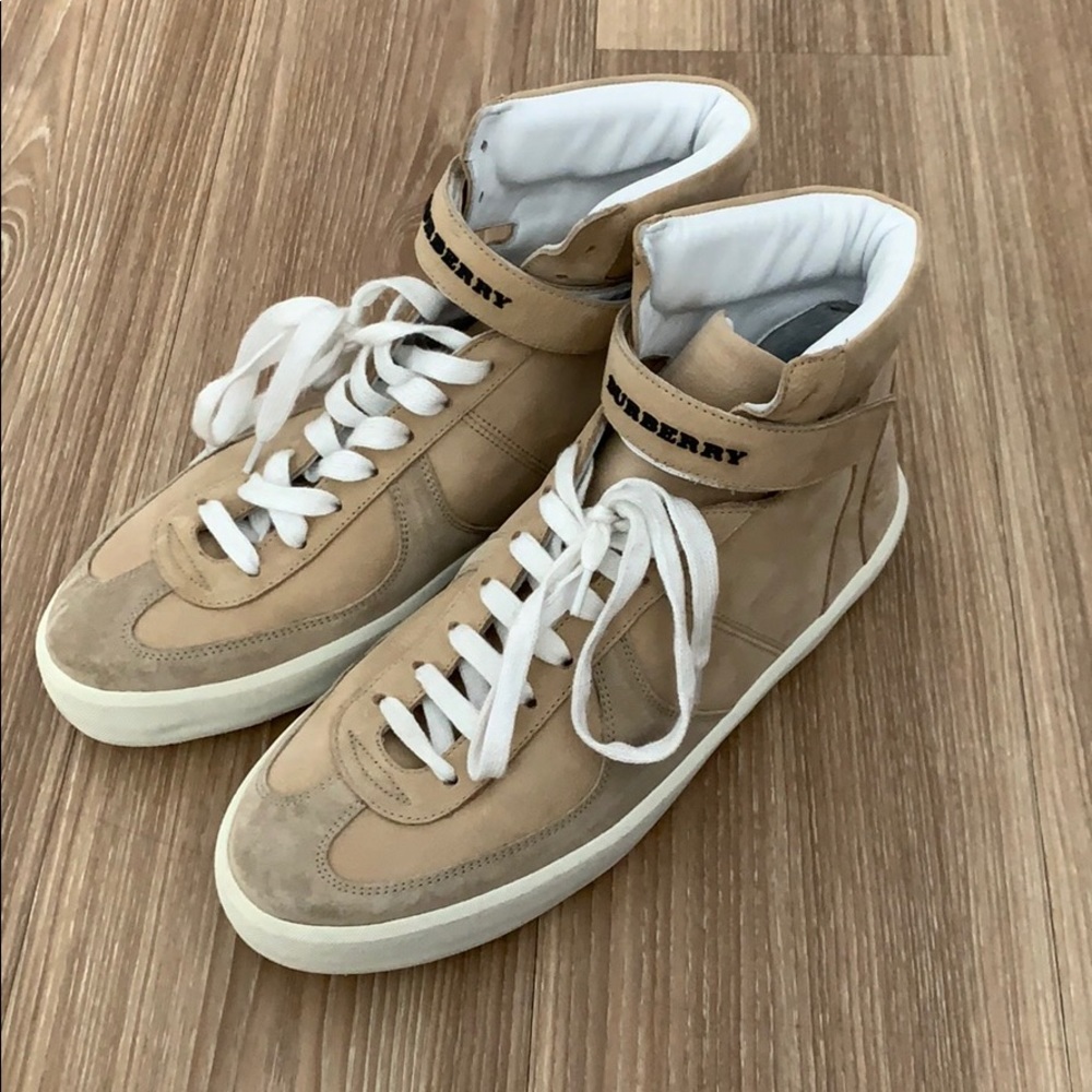 Burberry suede leather high top sneakers size 8
